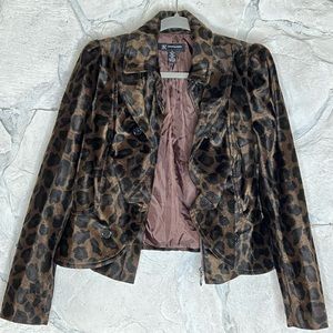 INC International Concepts | Women’s Front Ruffle Leopard Print Jacket, Size M